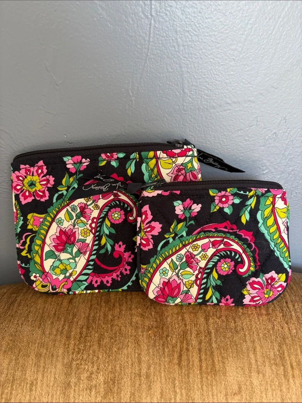 Vera Bradley Retired Petal Paisley Zip Pouches - Set of 2